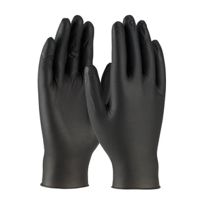 63-632PF, PIP, Disposable Nitrile Glove, Powder Free with Textured Grip Color: Black  - 4 mil-  Sold in 10 boxes/case