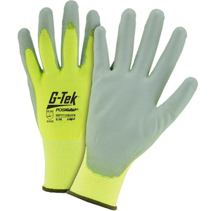 PIP Hi-Vis Seamless Knit Polyester Glove with Polyurethane Coated Flat Grip on Palm & Fingers - Touchscreen, 12PK