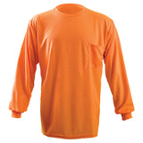 OccuNomix LUX-XLSPB Wicking Birdseye Safety Long Sleeve T-Shirt - Yellow/Orange