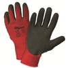 Coated Gloves - West Chester 701CRLB 10 Gauge. Red Poly/Cotton With Black Latex Crinkle Palm Coat: EN388 3142, ANSI Cut Level 1, 480 Grams