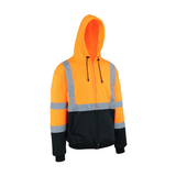 Hi-Viz - On Sale! Class 3 Hi-Viz Hoodie, 47500/47501, Black Bottom Zip-Up Hooded Sweatshirt